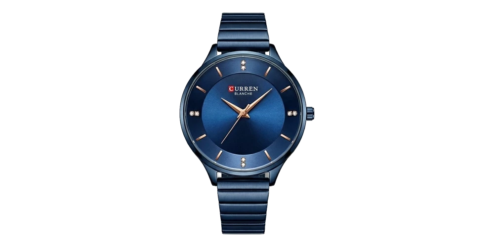 كورين ساعة نسائية – كحلي / كحلي / سوار معدني (مؤشرات كريستال)