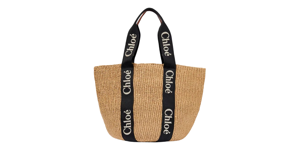 حقيبة كلوي وودي رافيا كبيرة – طبيعي وأسود