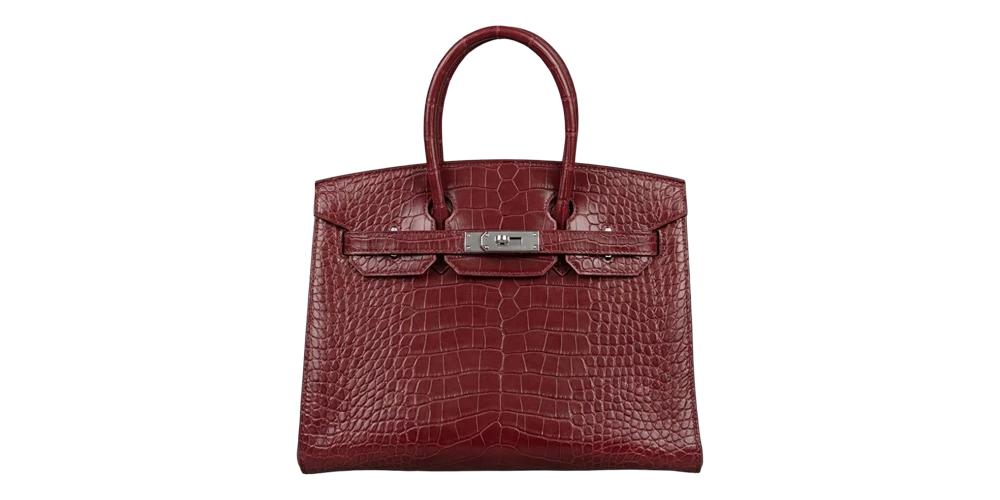حقيبة هيرميس بيركين جلد بنقشة تمساح – خمري