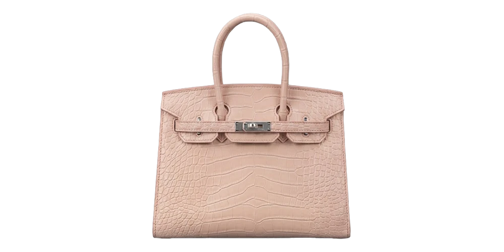 حقيبة هيرميس بيركين جلد بنقشة تمساح – وردي ناعم